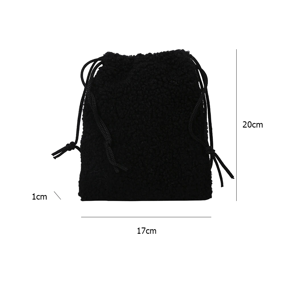 

Simple Solid Color Shoulder Messenger Bag Women Casual Soft Plush Drawstring Purse Autumn Winter Street Travel Crossbody Handbag