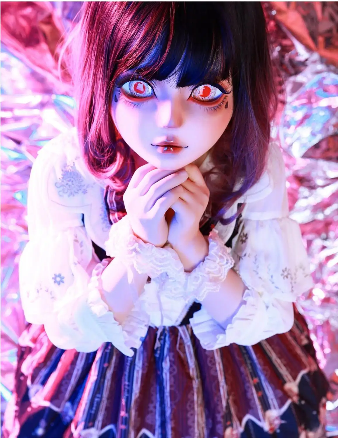 

(HIDOLLS 09) Handmade Female Girl Silica Resin Half Head Cosplay Japanese Role Play BJD Kigurumi Masks Crossdresser Doll Mask