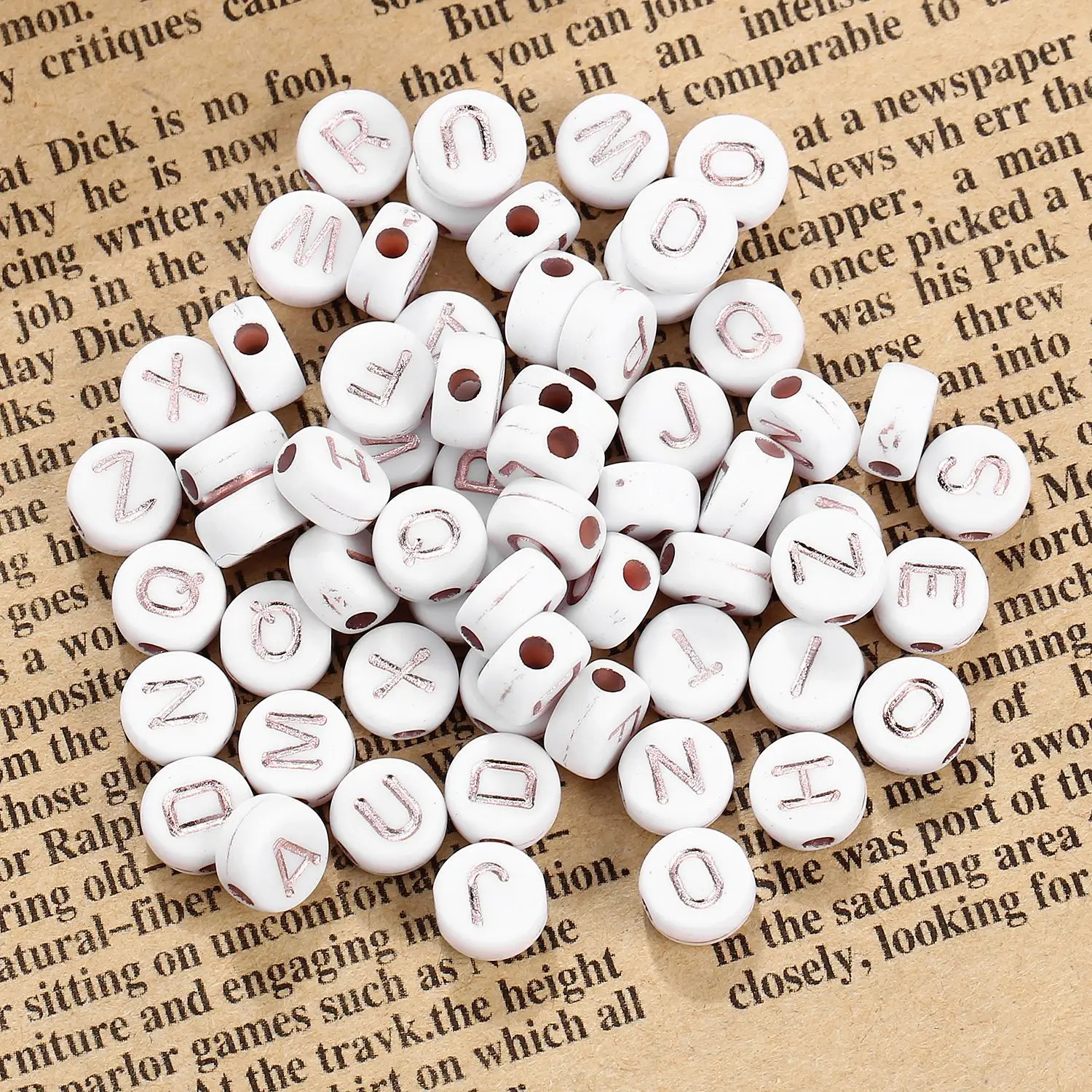 

100pcs 4x7mm Acrylic Alphabet Letter Beads White Round Letter A To Z Spacer Beads for Jewelry Bracelets Necklaces Making