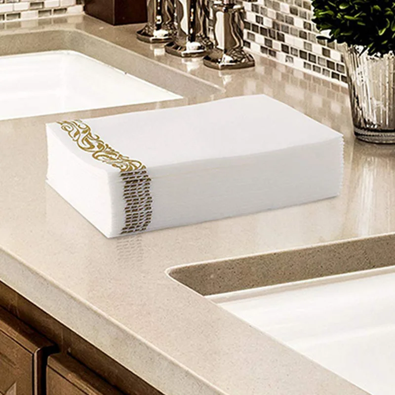 Премиум свадебные салфетки мягкие прочные и впитывающие белые золотые