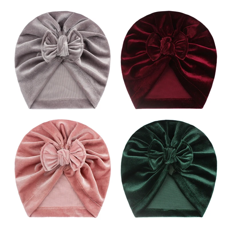 Детская шапка тюрбан с цветочным принтом бантиком для новорожденных маленьких