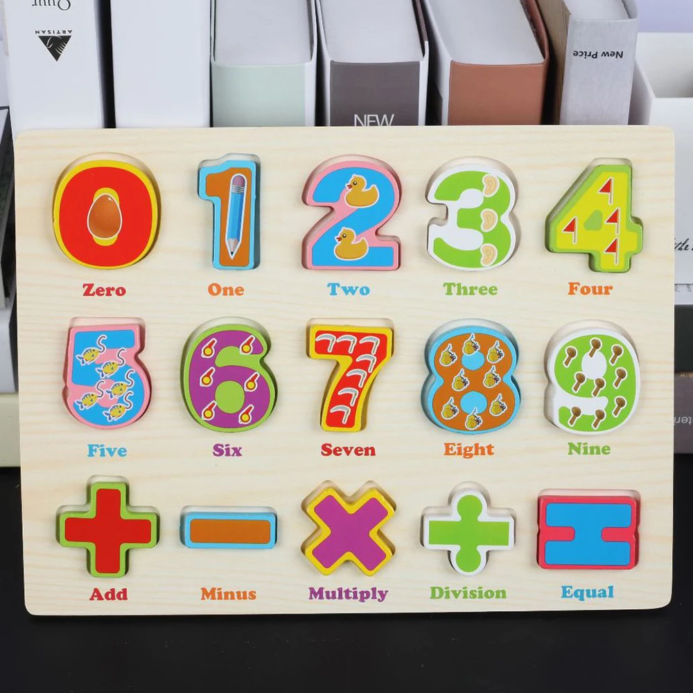 

Kids Educational Toy Alphabets Digital Jigsaw Puzzle Wooden Montessori Early Learning Toy 3D Colorful Letters Board for Children