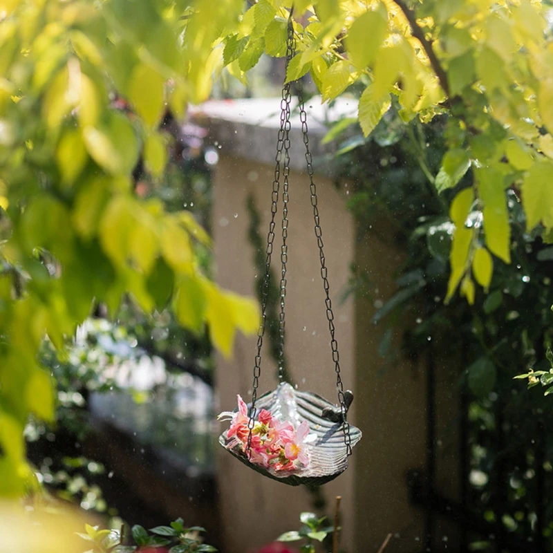 

Hanging Chain Bird Feeder Platform Seed Dish Tray Metal Feeding Bowl Outdoor Garden Backyard Decor 77HB
