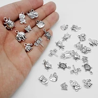 20pcs cat elephant butterfly pendants alloy charms diy animals craft charms bracelets accessories findings