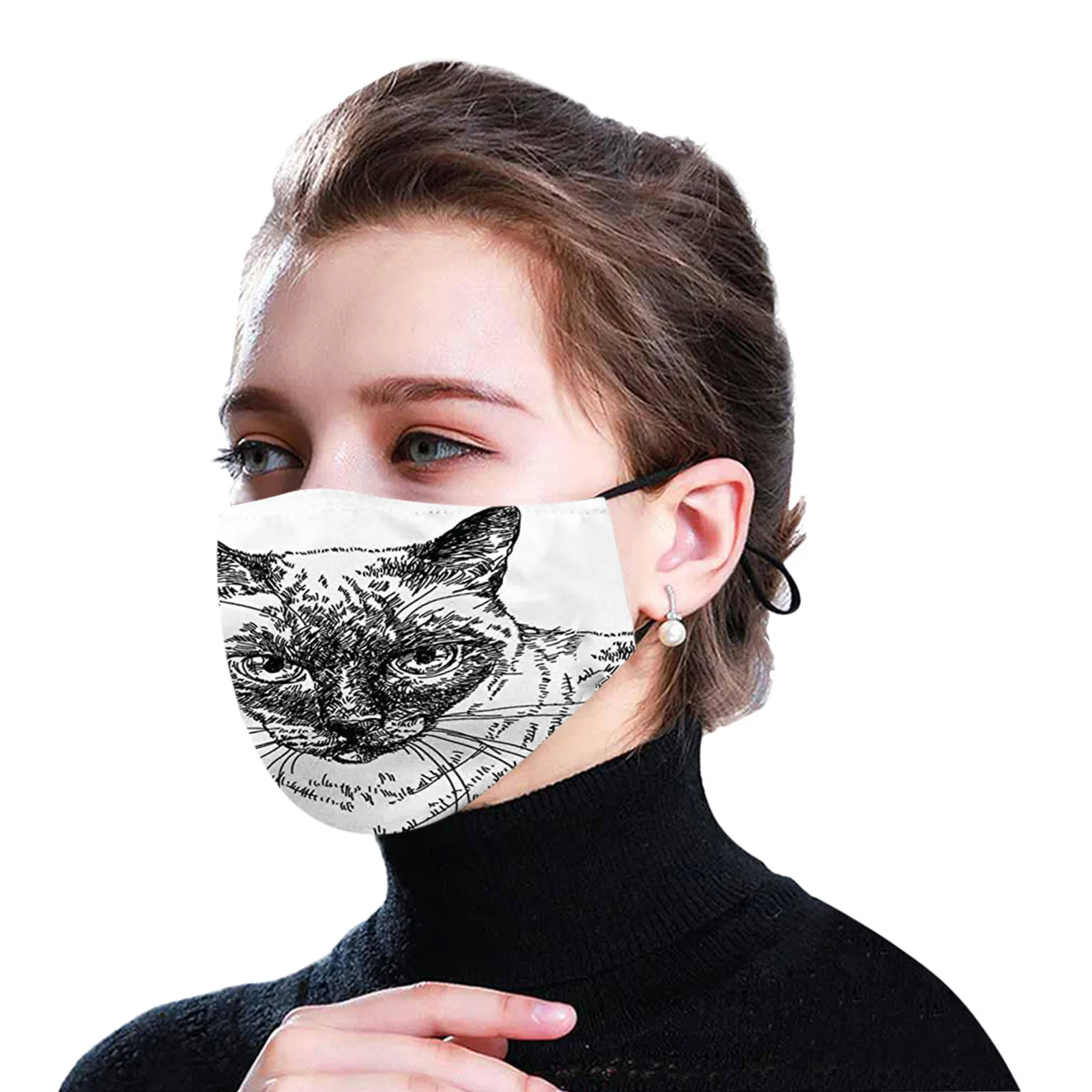 1 шт. хлопковая маска для лица с рисунком дышащая моющаяся Женская Пылезащитная |