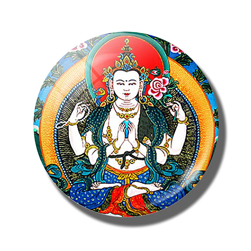 PACK OF 1 Ганеша магнит на холодильник Сувенирный буддизм, Будда Шакьямуни Индийский Бог Шива Йога Ом 30 мм стекло кабошон, магнитные наклейки на холодильник - Цвет: PACK OF 1