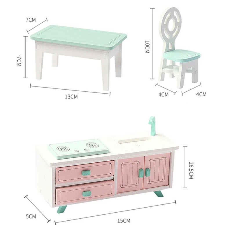 Деревянная имитация мебели миниатюрные игрушки для спальни гостиной кухни