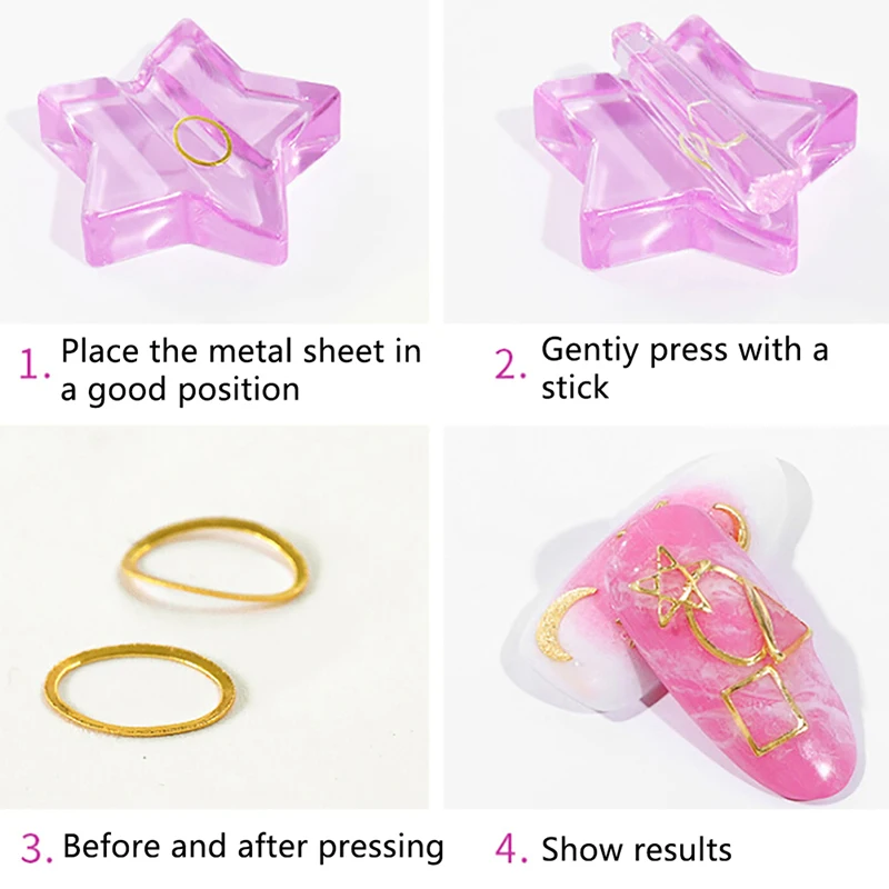 Звезда/Сердце/круглый/квадратный дизайн ногтей металлический ломтик сердце