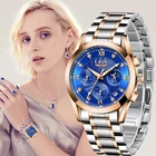Часы наручные LIGE женские золотистые, креативные водонепроницаемые с браслетом из стали, 2022