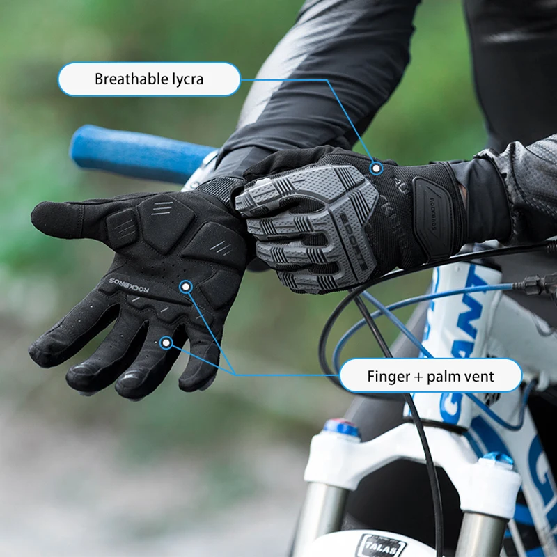 

ROCKBROS Cycling Gloves SBR 6mm Thickened Pad Shockproof Breathable GEL Bike Gloves Men Women Full Finger Sport MTB Gloves