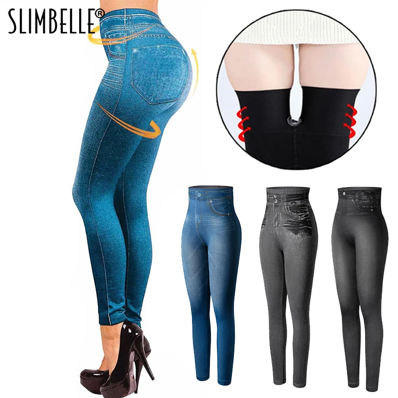 

New Fashion Faux Denim Women Leggings High Waist Slim Leggings Sexy Long Jeans Printing Fitness Legging Casual Pencil Pants