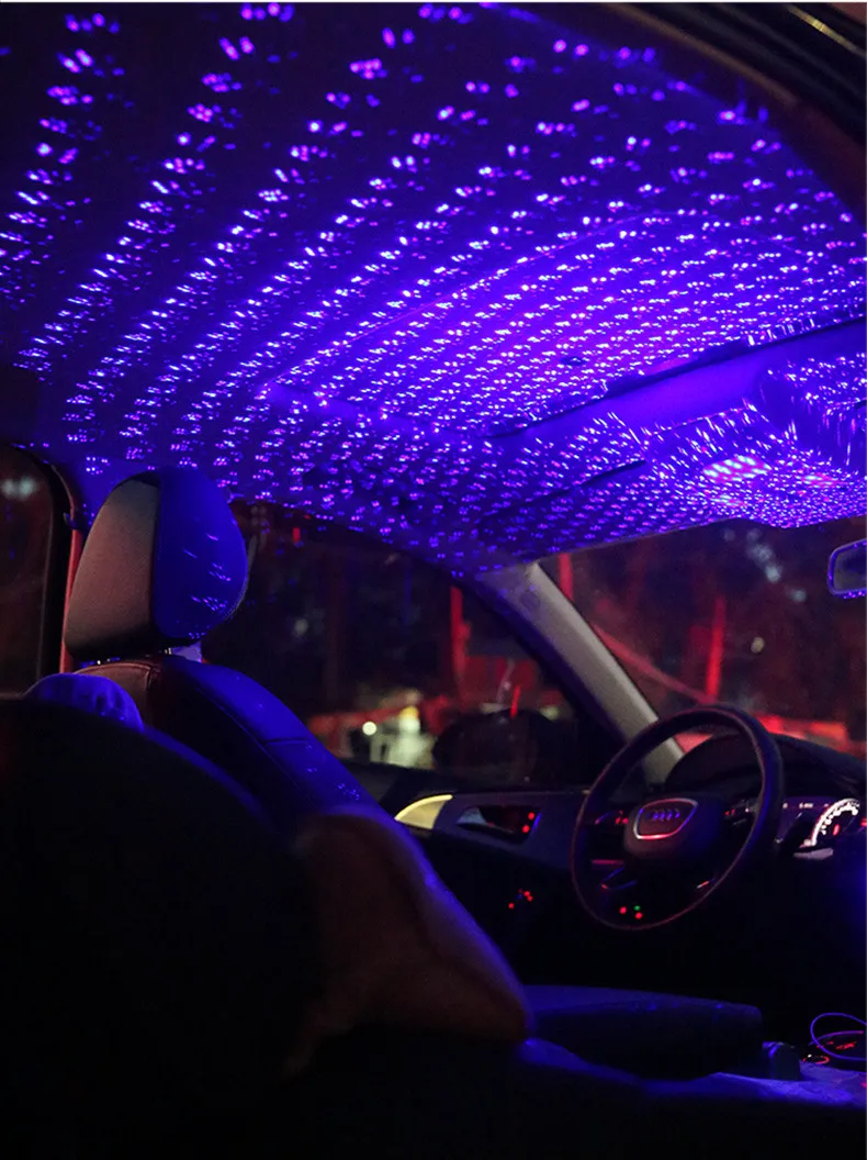 

Black Car Interior LED Roof Atmosphere Lamp Starry Night Light Projector Light USB Projection Lamp Car Decorative Lights