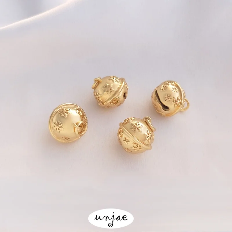 

Подвеска-Снежинка в виде колокольчика с кольцом ручной работы, цвет золото 14 к, 13 мм