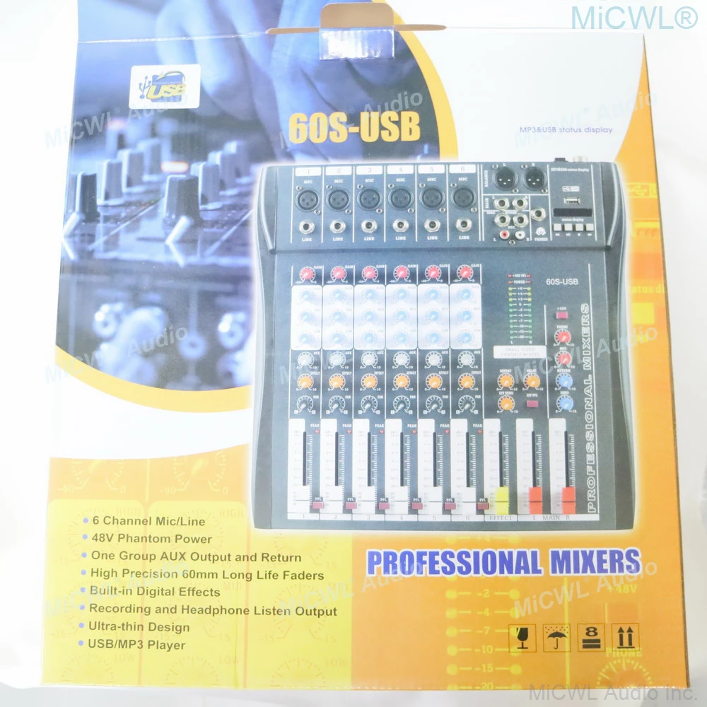 MiCWL Bluetooth 6 каналов аудио смеситель микрофон микшерный пульт dj микшер с 48V USB DSP один