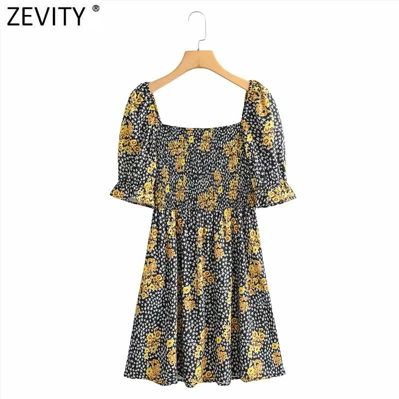 

Zevity 2021 женское винтажное мини-платье с квадратным вырезом и леопардовым принтом, женское шикарное повседневное облегающее эластичное плат...