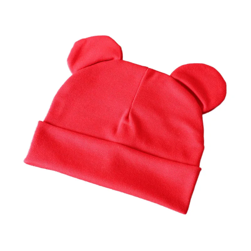 Red baby hat Новая шапочка для малыша с героями мультфильма для девочек, хлопковая детская шапочка с ушками, эластичные детские шапки, аксессуары для малышей, шапка для маленьких мальчиков, 21 цвет - Цвет: Red baby hat