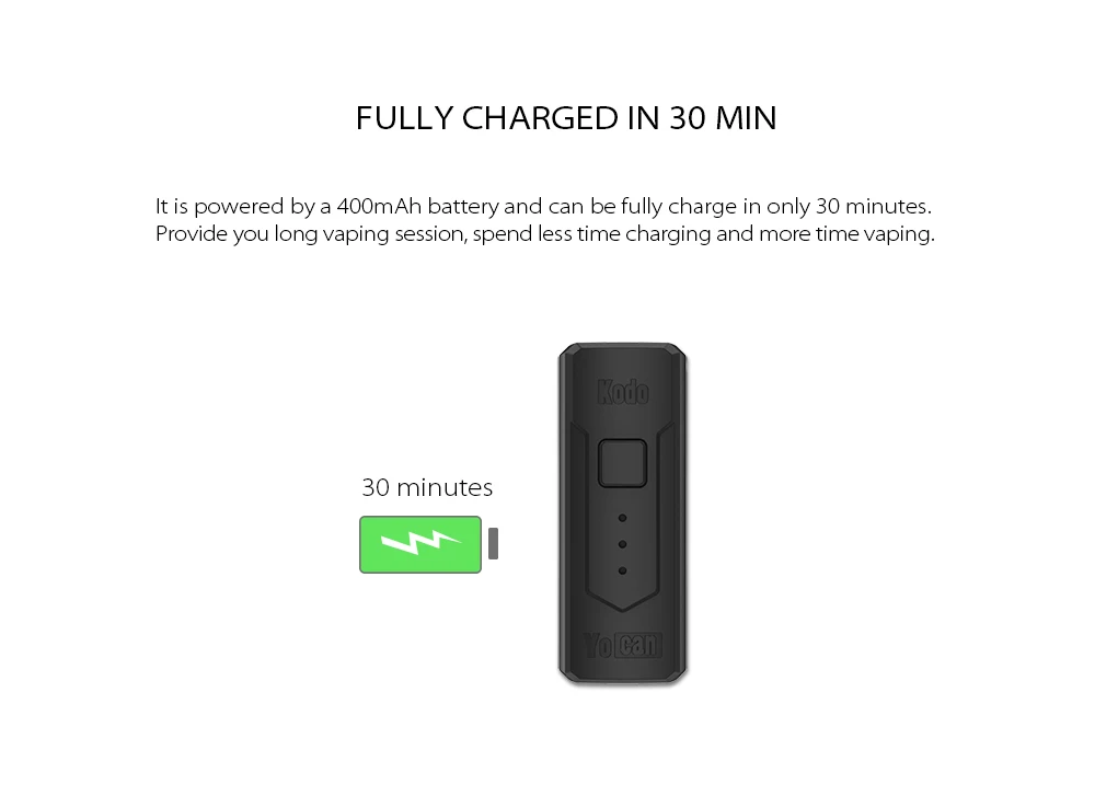 Yocan Kodo Box Mod 400 мАч с регулируемыми тремя уровнями напряжения 510 Распылитель на резьбе батарея mod Kodo батарея