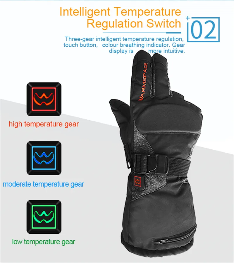 Smart Electric Heated Gloves Touch Screen Ski Battery Powered Self Heating 3M Waterproof Motorcycle Racing Riding Guantes | Спорт и