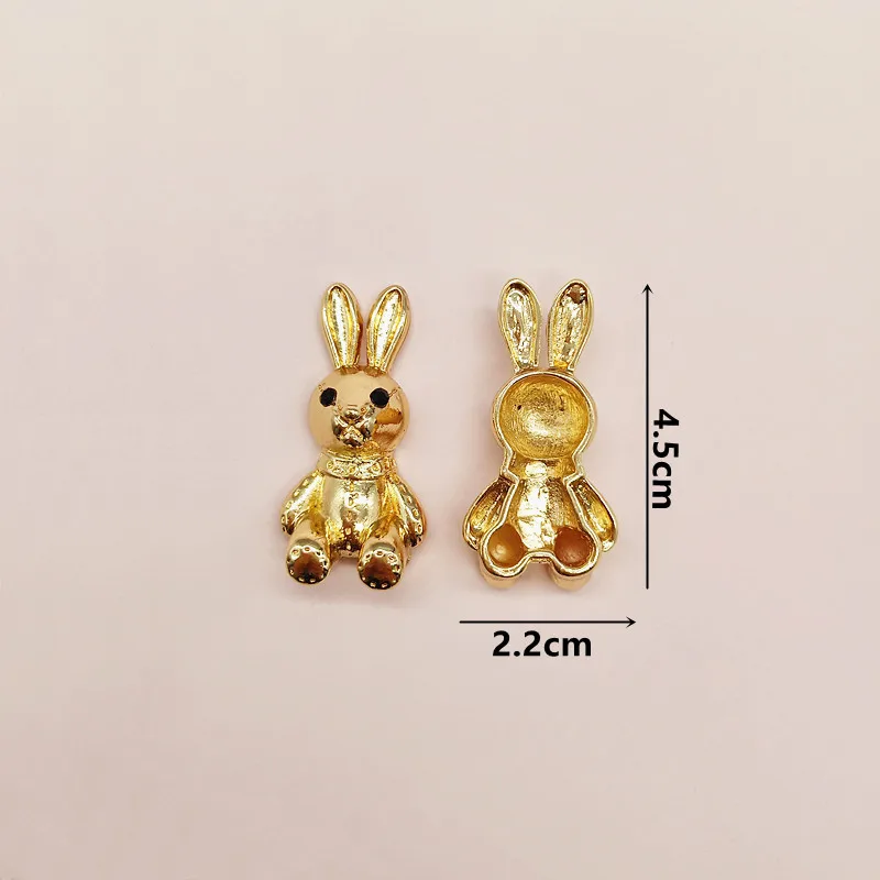 

5pcs/lot Alloy Creative bear rabbit Gold Pendant Button Ornaments Jewelry Earrings Choker Hair bag DIY Jewelry Accessories