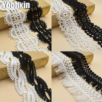 hot white black water soluble embroidery flower lace fabric trim ribbon diy sewing applique collar new year guipure dress decor