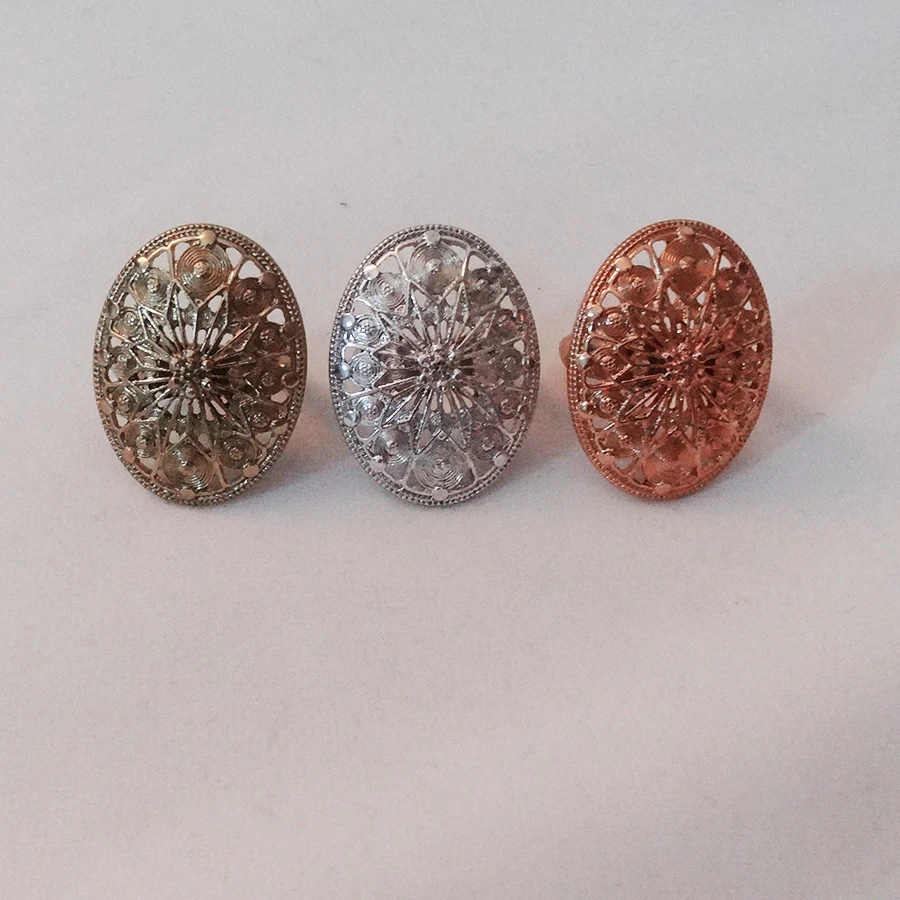 

Oval Antique Elegant Rings Alloy Carved Unisex Jewelry 3 Color Rings Boho