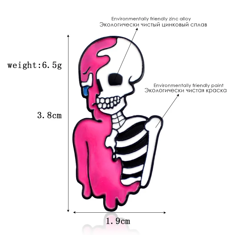 Полурозовые броши в виде скелета для женщин эмалированная булавка панк Череп