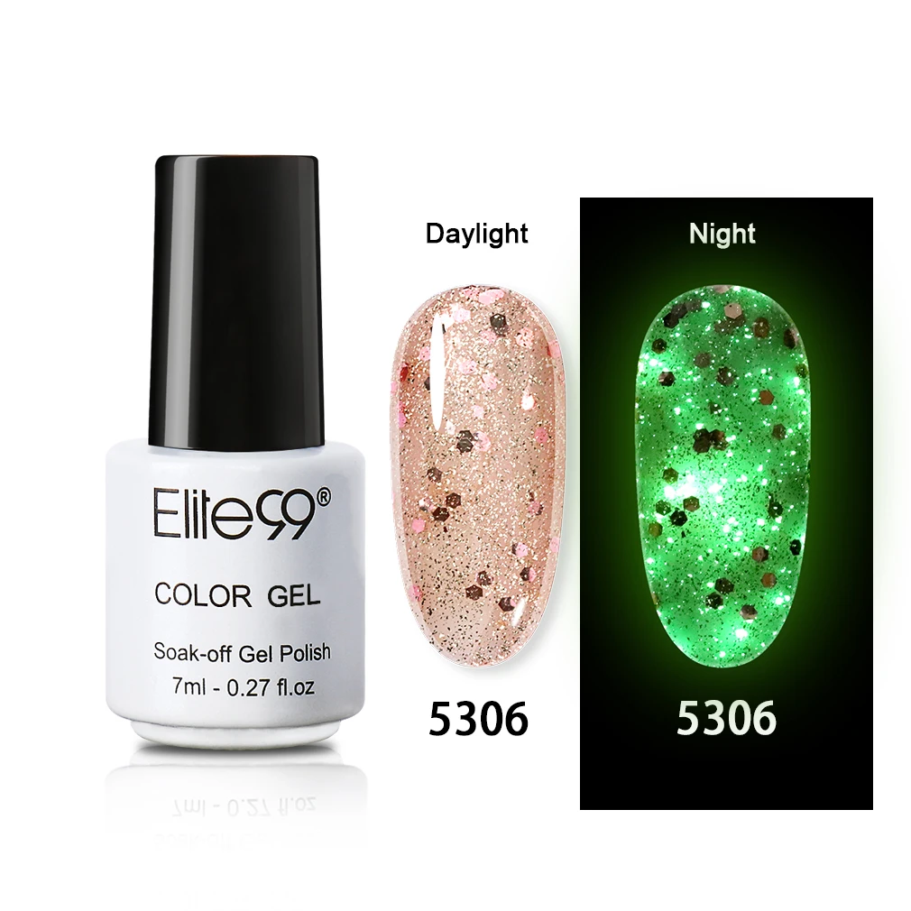 Elite99 7 мл светящийся розовый Золотой Гибридный гвоздь Гель-лак светится ночью