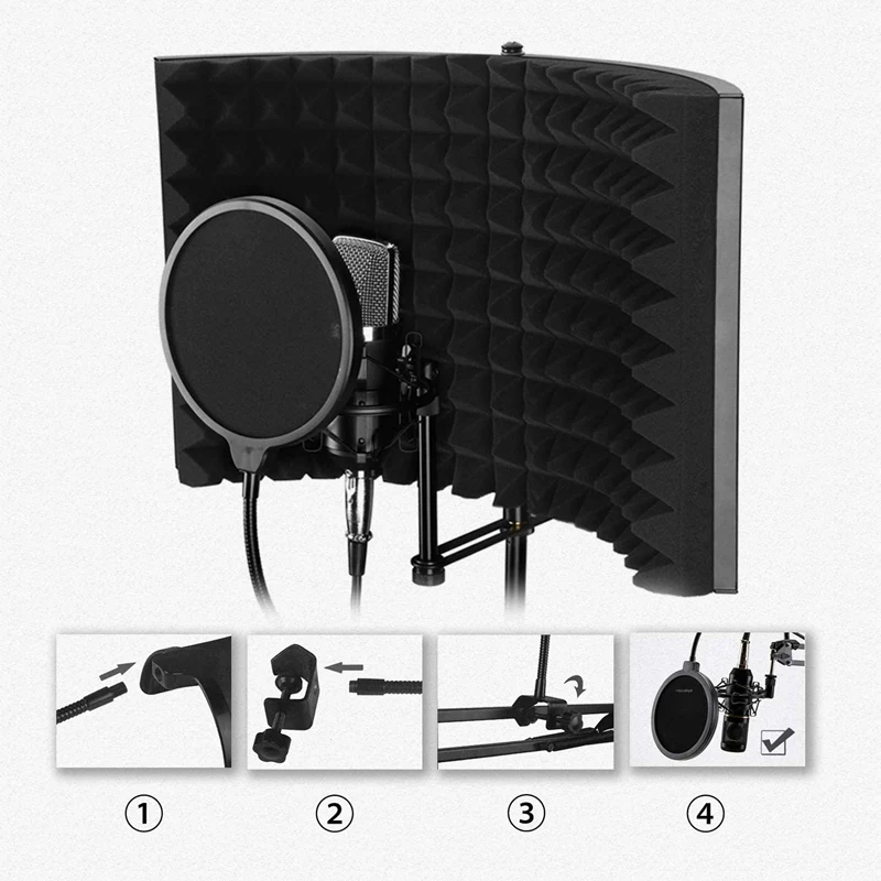 2 шт. микрофон фильтр форма Ветрозащитная маска щит Sn с 360 градусов зажим