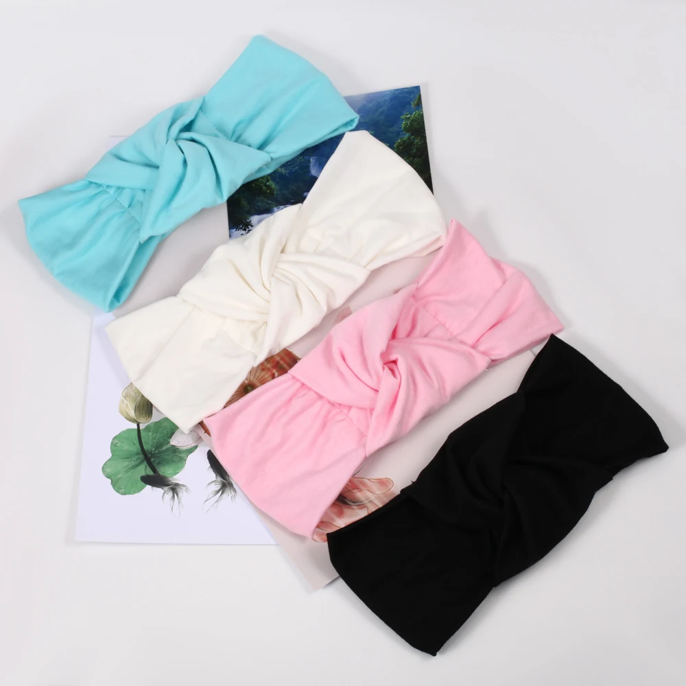 Женская Мягкая однотонная повязка для волос высококачественный головной убор с