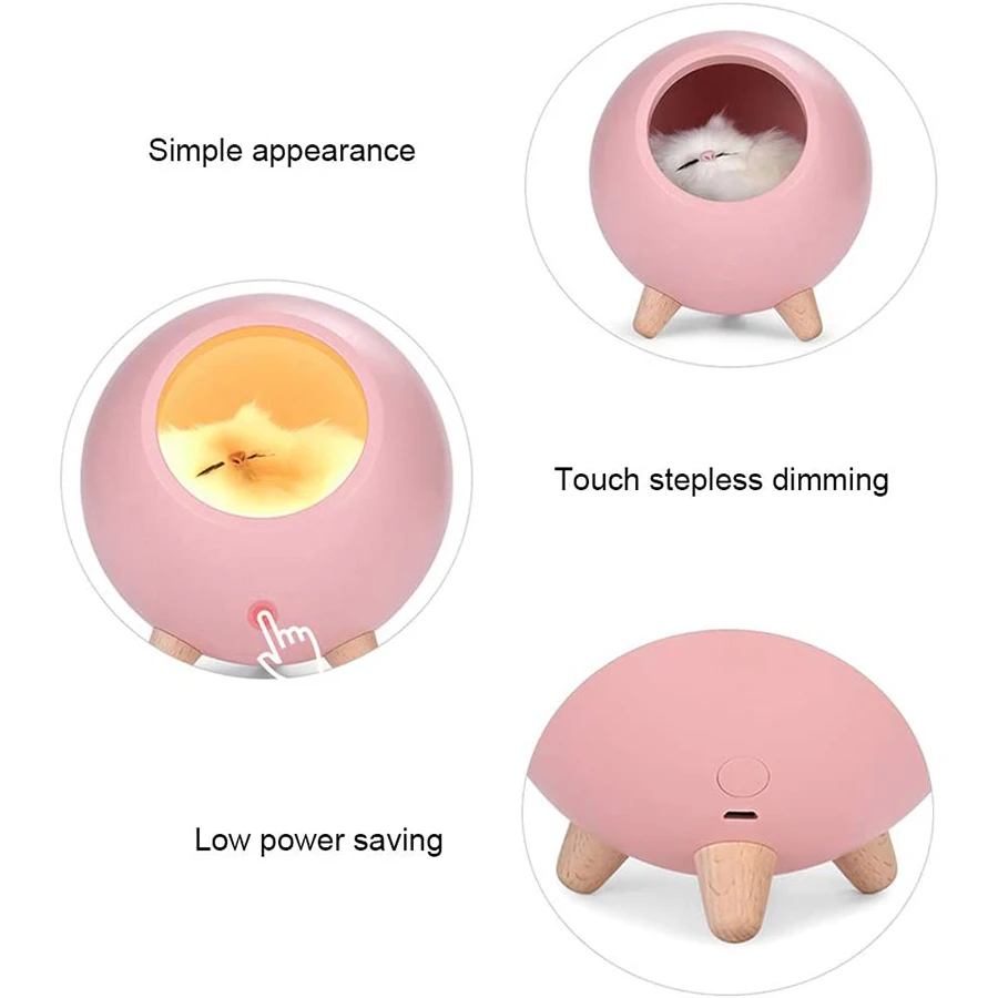 LED Night Light Bluetooth Speaker Cute Cat House Touch Dimming Baby Kids Bedside Sleep Lamps Bedroom Home Decor Holiday Gift | Лампы и