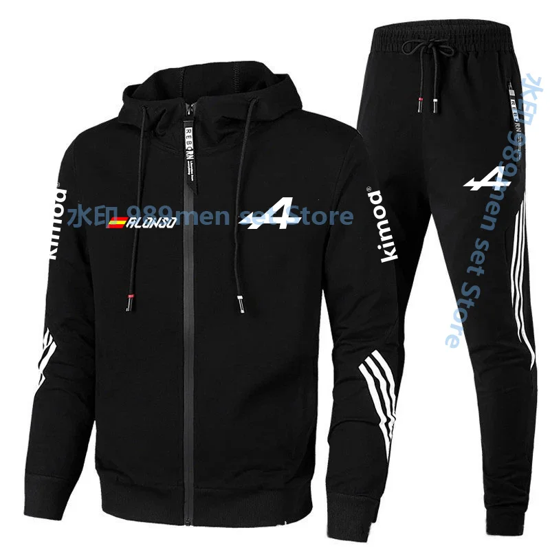 

2021 Formula One Race Fernando Alonso F1 Team alpine Logo Oversized hoodies 2Pieces Men Sets jacket Racing Fans Sweatshirt