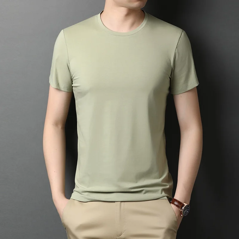 

2021 Summer tops tees male round neck short-sleeved T shirt men half-sleeved pure color t shirts 26246-659
