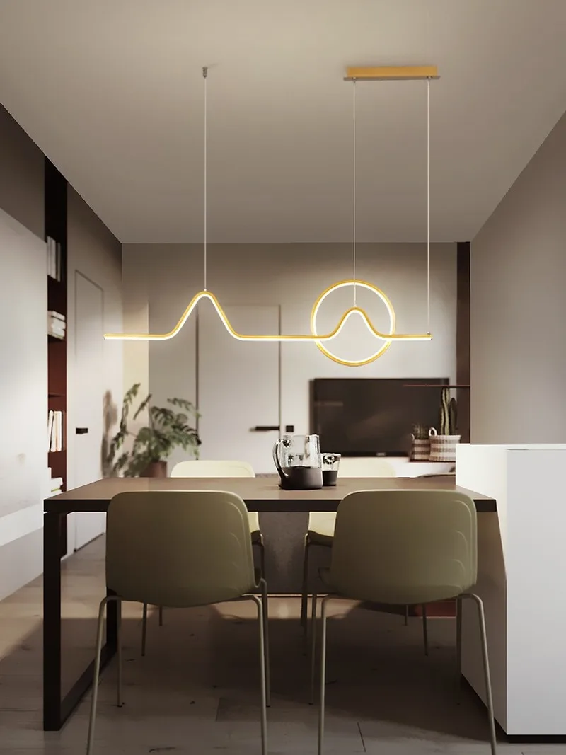 

Golden Dining Room Chandelier Modern Simple Pendant Light Nordic Creative Personality Pendant Lamp Bar Restaurant Hangding Light