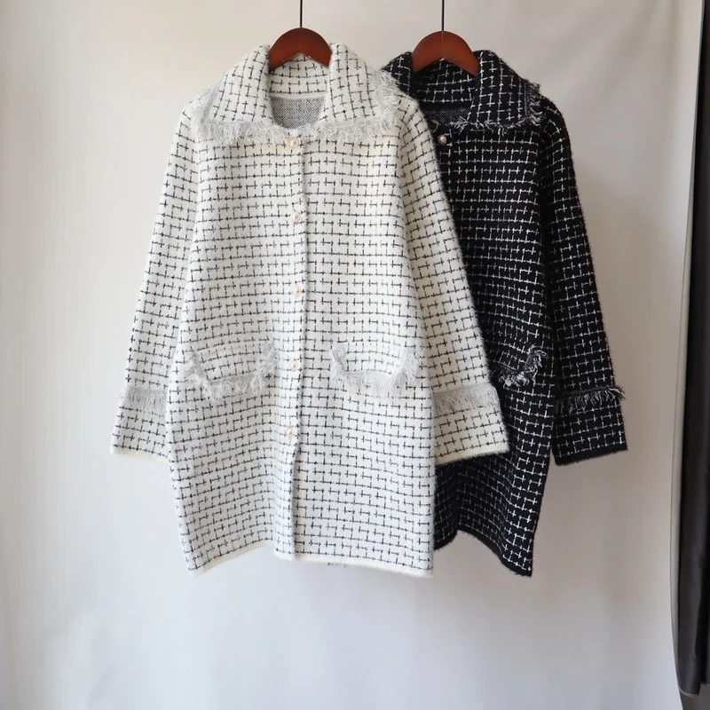 

Imitation Mink Velvet Knitted Cardigan Women Autumn And Winter 2022 New Long Style Korean Loose Temperament All-match Jacket