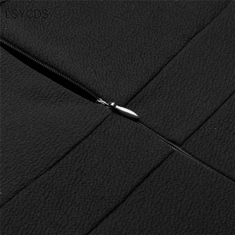 

LSYCDS Elegant Lace Dress for Women 2021 Spring 3/4 Sleeve Black Wine Red Side Split A Line Flared Casual Woman Party Dresses