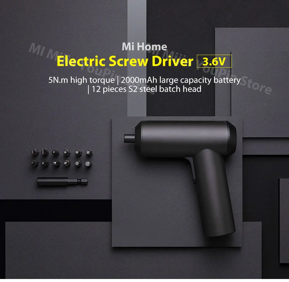 Xiaomi mijia электрическая отвертка Новые 12 шт. S2 Биты 2000amh батарея 3,6 V 5N. m Отвертка наборы большой крутящий момент PH1 H3 SL4