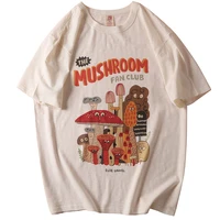 cotton material retro apricot mushroom cute t shirts o neck casual summer plus size woman tshirts 2021fashion streetwear clothes