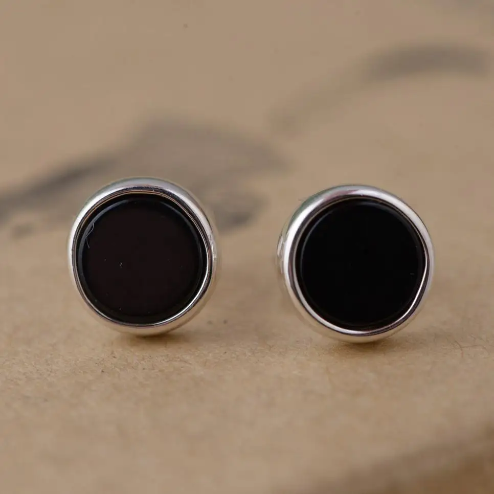 Женские серьги из серебра 925 пробы с натуральным ониксом 0 7 см|Серьги-гвоздики| |