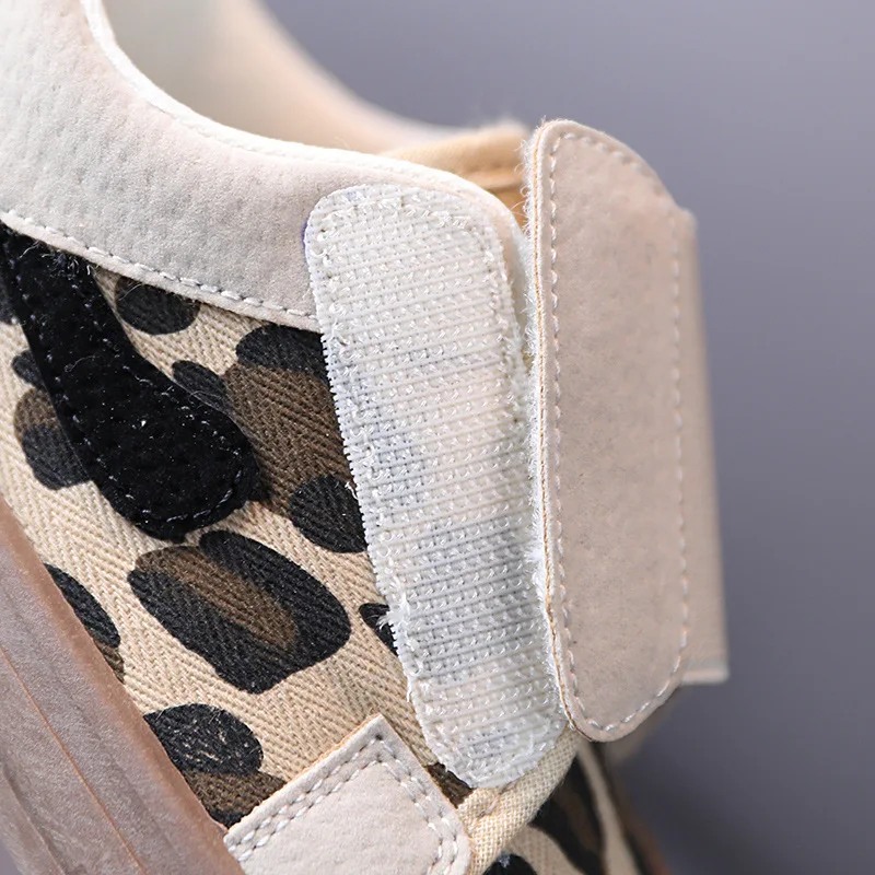 

Kushyshoo Kids Sneakers 2021 Spring Fashion Leopard Hook&loop All-match Baby Shoes Casual Breathable Non-slip Soft Canvas Shoes