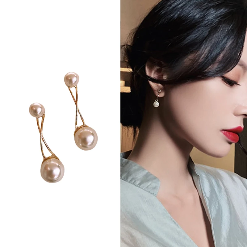 

Fashion Needle Cross Pearl Earrings Korean Simple Temperament Earrings Lady Cross Pearls Earrings Jewelry Popular Accessories