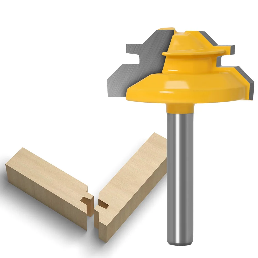

6 To1/2inch Shank 45 Degree Lock Miter Router Bit Woodworking Tenon Milling Cutter Tool Drilling Milling for Wood Carbide Alloy