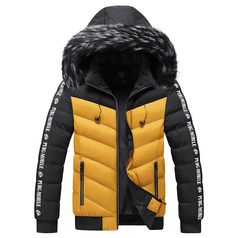 

Winter Jacket Men 2021 Fur Collar Hooded Thick Warm Cotton Outwear Man Patchwork Parka and Coats Windbreaker Parkas Male M-5XL