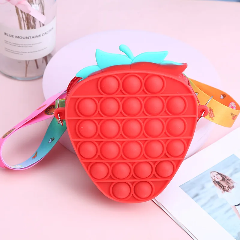 Сумки Pop It в виде клубники женский рюкзак кошелек для монет сумка-мессенджер