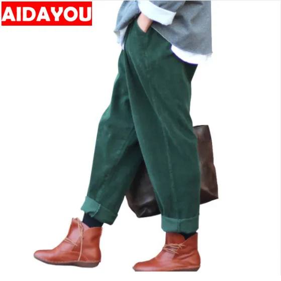 Женские шаровары с широкими штанинами Осенние винтажные повседневные