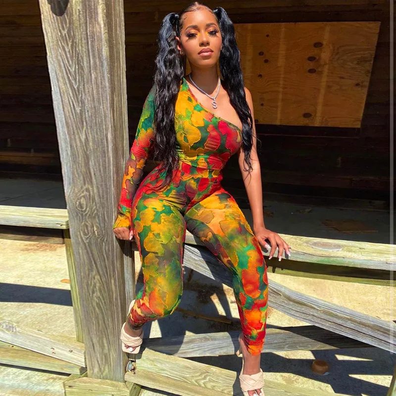 

New autumn/winter 2020 Tie Dye One Shoulder Yoga Sport Fashion Suits