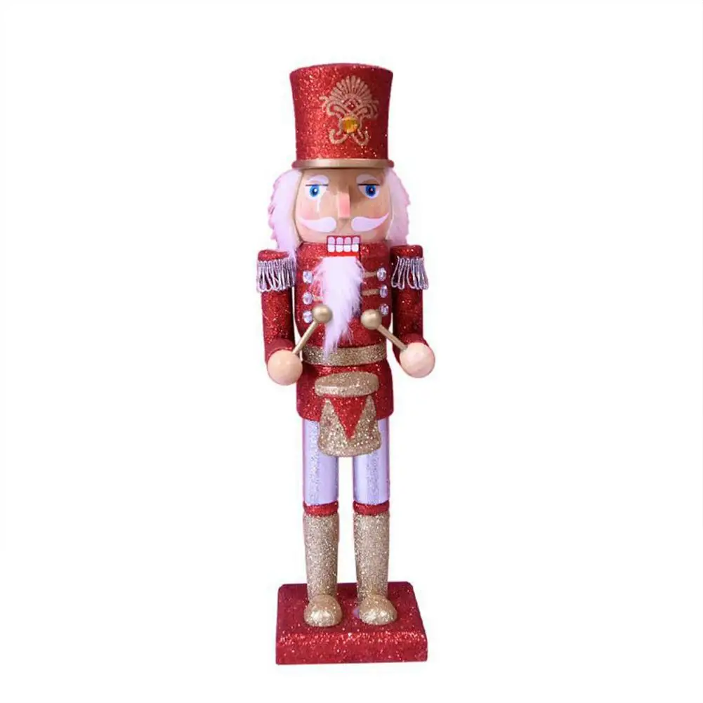 

36cm Wooden Nutcracker Doll Soldier Miniature Figurines Vintage Handcraft Puppet toys New Year Christmas Ornaments Home Decor