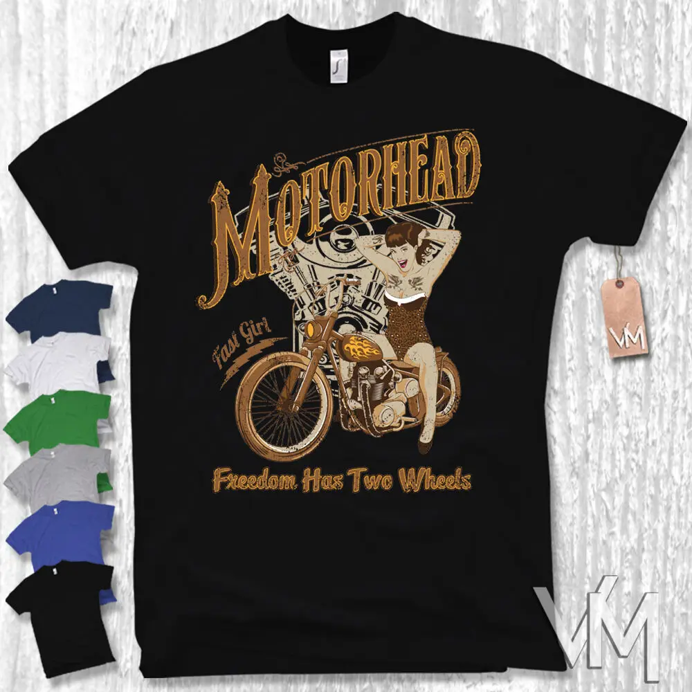 

T-Shirt - Biker Pin-Up - Motorcycle Motorbike Chopper Old School S M L XL XXL