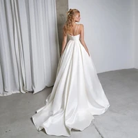 wedding dresses beach boho spaghetti straps bridal gowns sleeveless slit floor length elegant bride gown vestido de novia