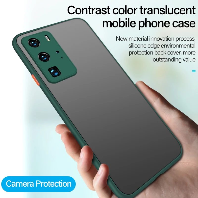 

Ultra-thin Hybrid Simple Matte PC Phone Case For Huawei P40 P30 P20 Lite Mate 30 20 Honor 20 Pro Silicone Bumper Frosted Cover