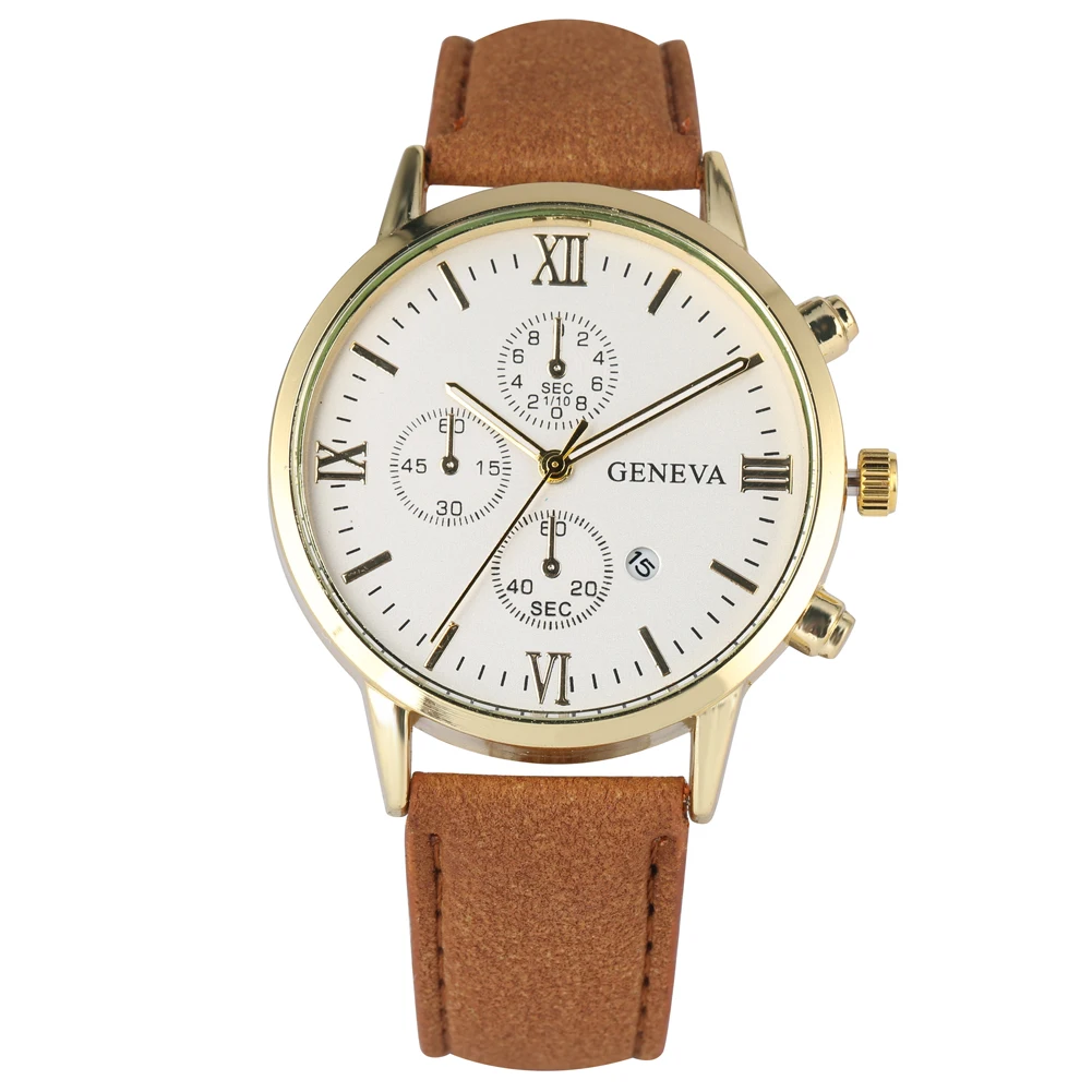 Простые кварцевые часы с белым циферблатом черный/золотой/розовое золото